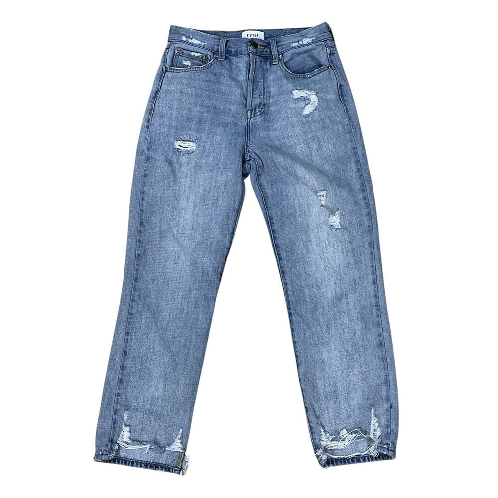 Pistola Jeans Women Size 26 Charlie High Rise Distressed Straight Leg Button Fly